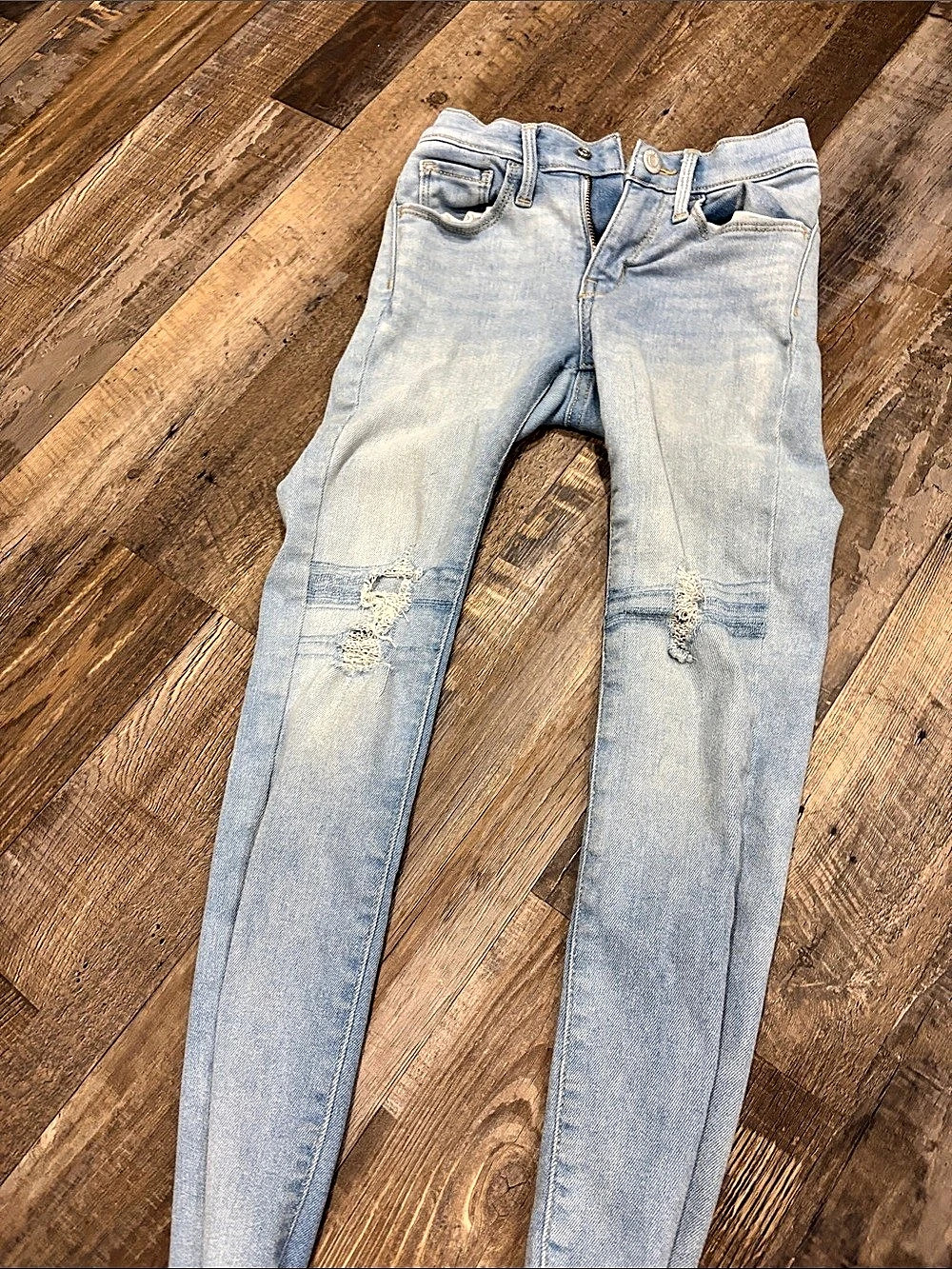 AGOLDE Distressed Skinny Jeans in Blue Waist 8
